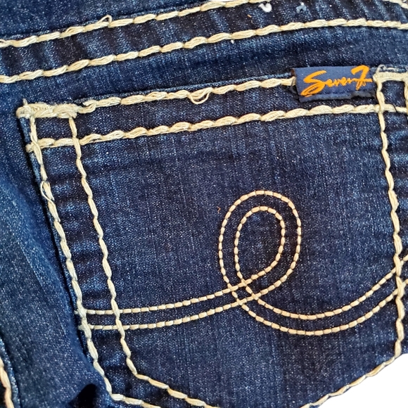 Seven 7 Dark Wash Boot Cut Mid Rise 5 pocket Sz W 27" x 31" L, Double stitch - Picture 5 of 12